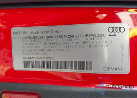 2019 Audi Rs 5 2.9T from USA, damaged, VIN WUABWCF58KA902276